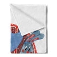 thumbnail image 2 of Cartoon Soft Flannel Fleece Throw Blanket, Watercolor Sketch of Young Blushed and Hare in Small Car Friend Travel, Cozy Plush for Indoor and Outdoor Use, 50" x 70", Blue Red White, by Ambesonne, 2 of 5