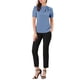 thumbnail image 2 of INSPIRAR CHIC Blusas de Verano para Mujeres de Color Sólido con Lazo en el Cuello y Mangas Cortas para Usar en el Trabajo Azul XS, 2 of 7