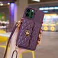 thumbnail image 5 of Nalacover Crossbody Wallet Case for iPhone 15 Pro with Shoulder Strap Lanyard, Elegant Premium PU Leather Card Slots Cover with Metal Lock Button Silicone Shockproof Case, Purple, 5 of 6