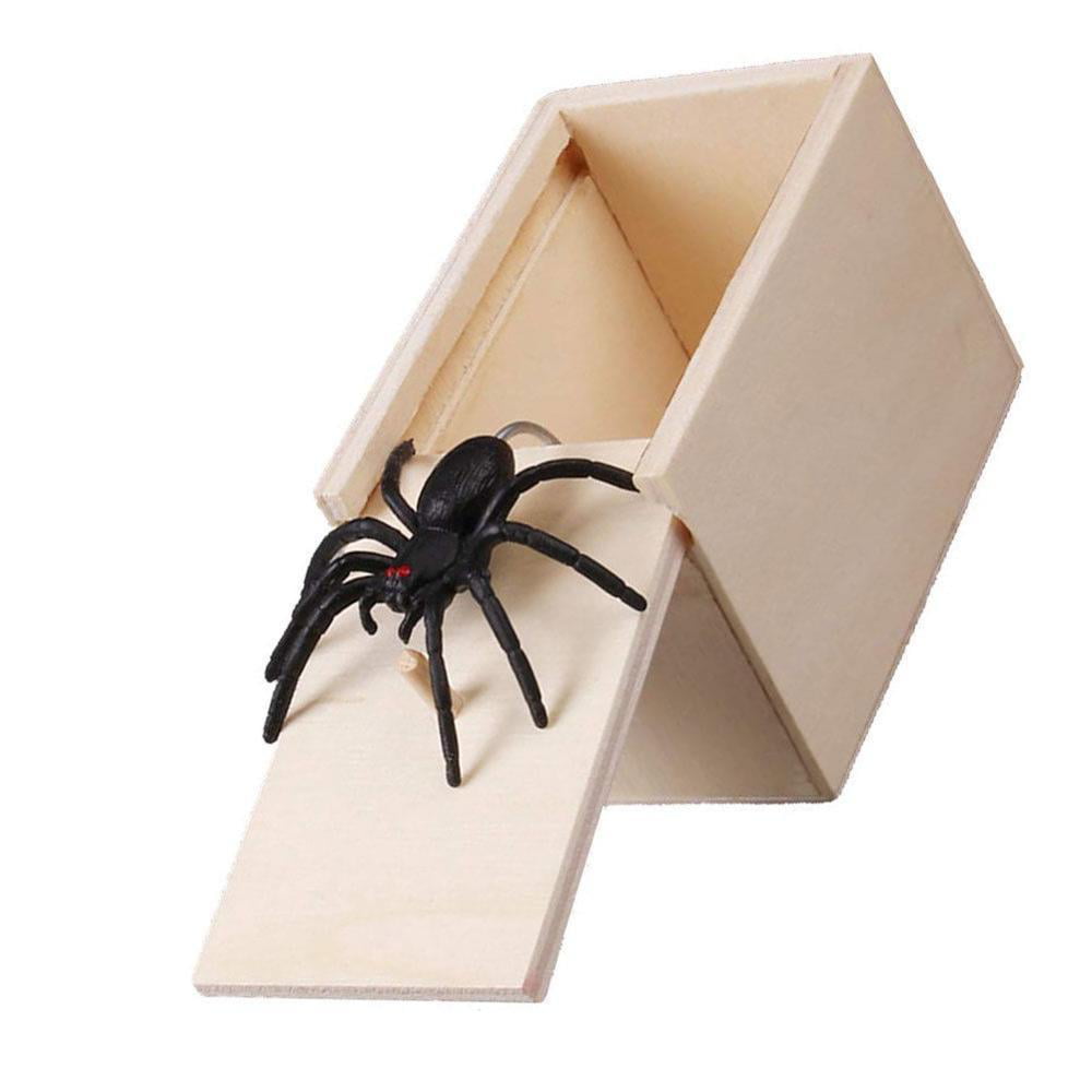 2XSpider Hidden in Case Scare Box Trick Play Joke Toy Wooden Scare Box Gag Prank 