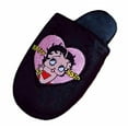 thumbnail image 3 of Betty Boop Ultra-Soft Adult Women Plush Pinup Scuffs Cozy Non-Skid Slippers (Black Heart Size Small), 3 of 4