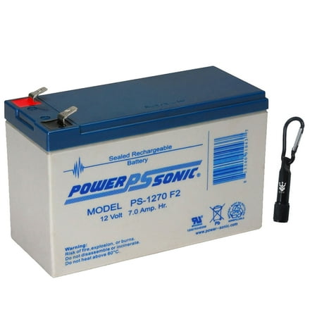 - Powersonic PS-1270 F2 - 12 Volt 7 Amp Hour Sealed Lead Acid Battery - Free Neptune LED Flashlight