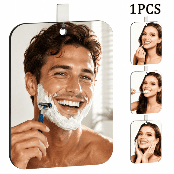 Shower Mirror Fogless for Shaving, Bathroom Accessories No Fog Shaving Mirror, 5.1"x6.7" Anti Fog Makeup Small Mirror Travel Camping, Shatterproof Men's Woman Wall Mirrors Hanging Locker