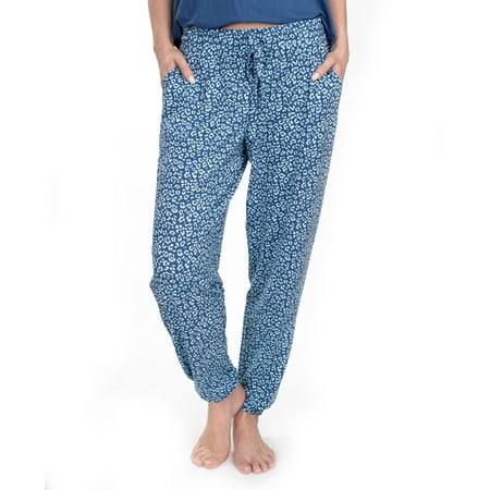 

Cool Girl Women s Keep it Basic Cooling & Moisture Wicking Pajama Jogger Sleep Pant Pant Blue Leopard Small
