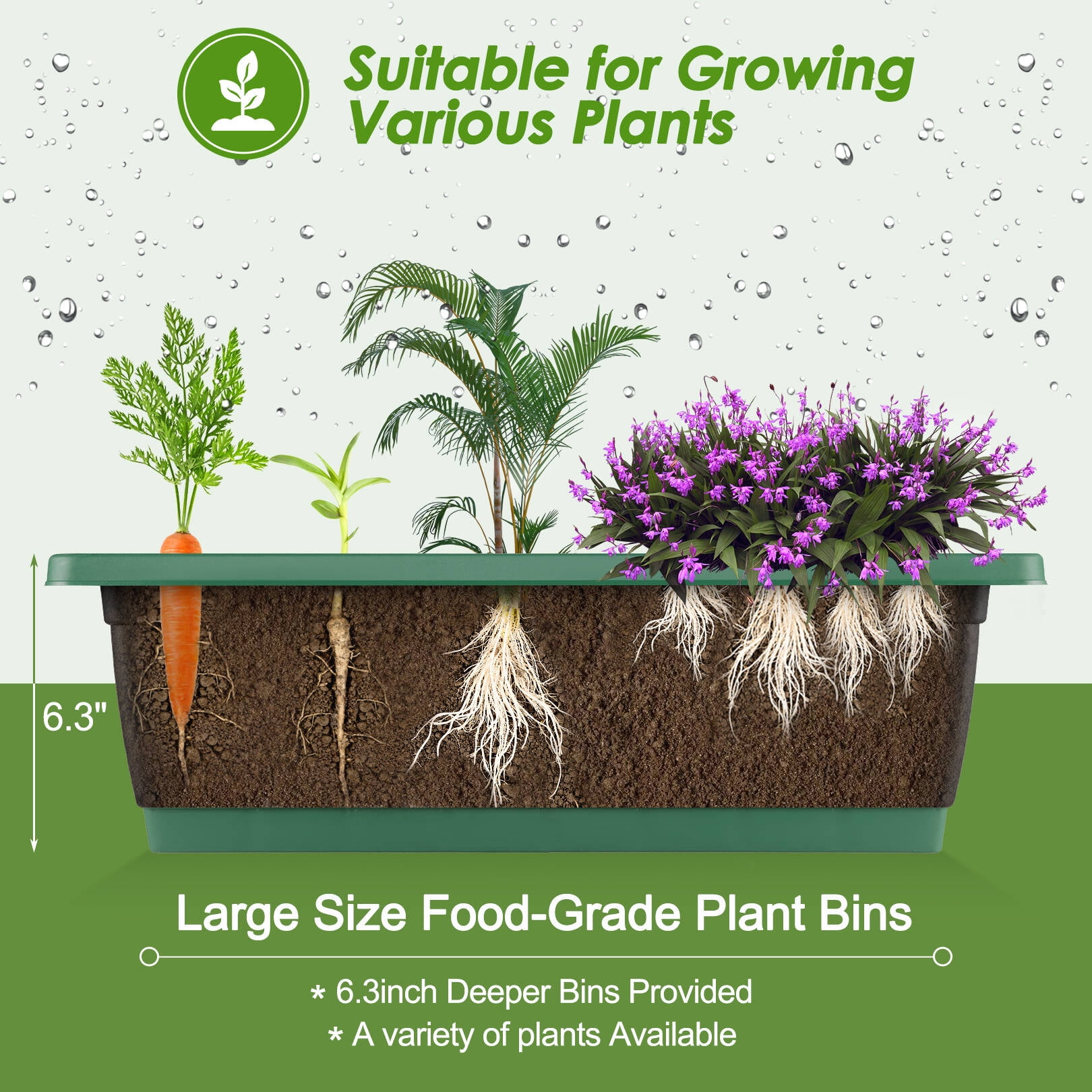 Funcid 4 ft Vertical Garden with Removable Locking Wheels 5-Tier Raised Garden Bed Planter Box for Patio Outdoor Planting Flower Herb Freestanding Garden Planter with Storage Shelf Green, 30"×26"×48"