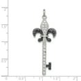 thumbnail image 2 of Beautiful Sterling Silver Black & White CZ Fleur de Lis Key Pendant, 2 of 2