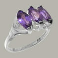 thumbnail image 2 of LBG British Made 925 Sterling Silver Natural Amethyst Womens Engagement Ring - 33 size options - Size 8.5, 2 of 5