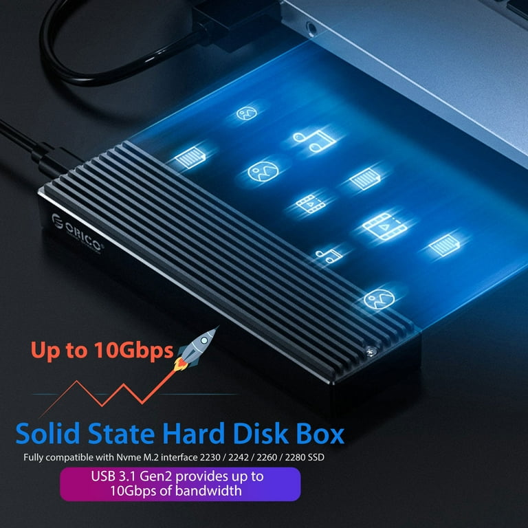 5Gbps SATA Enclosure, SATA SSD to USB 3.0 Adapter Support UASP Trim Solid  State Drive External Enclosure for SATA 2242/2260/2280 SSD