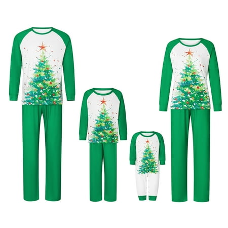 

Meihuid Christmas Pajamas for Family Matching Xmas Christmas Pjs Set Santa Claus Cartoon Print Cute Holiday Family Sleepwear