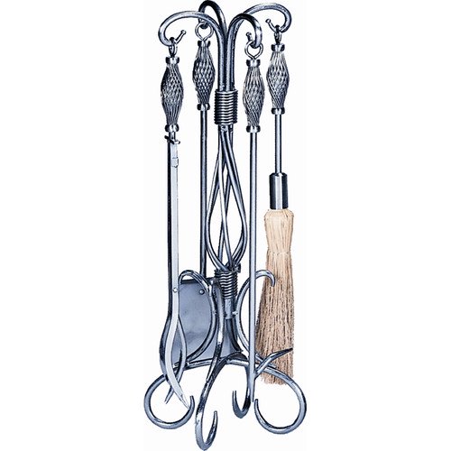 Uniflame 5Piece Fireplace Tool Set, Pewter Finish
