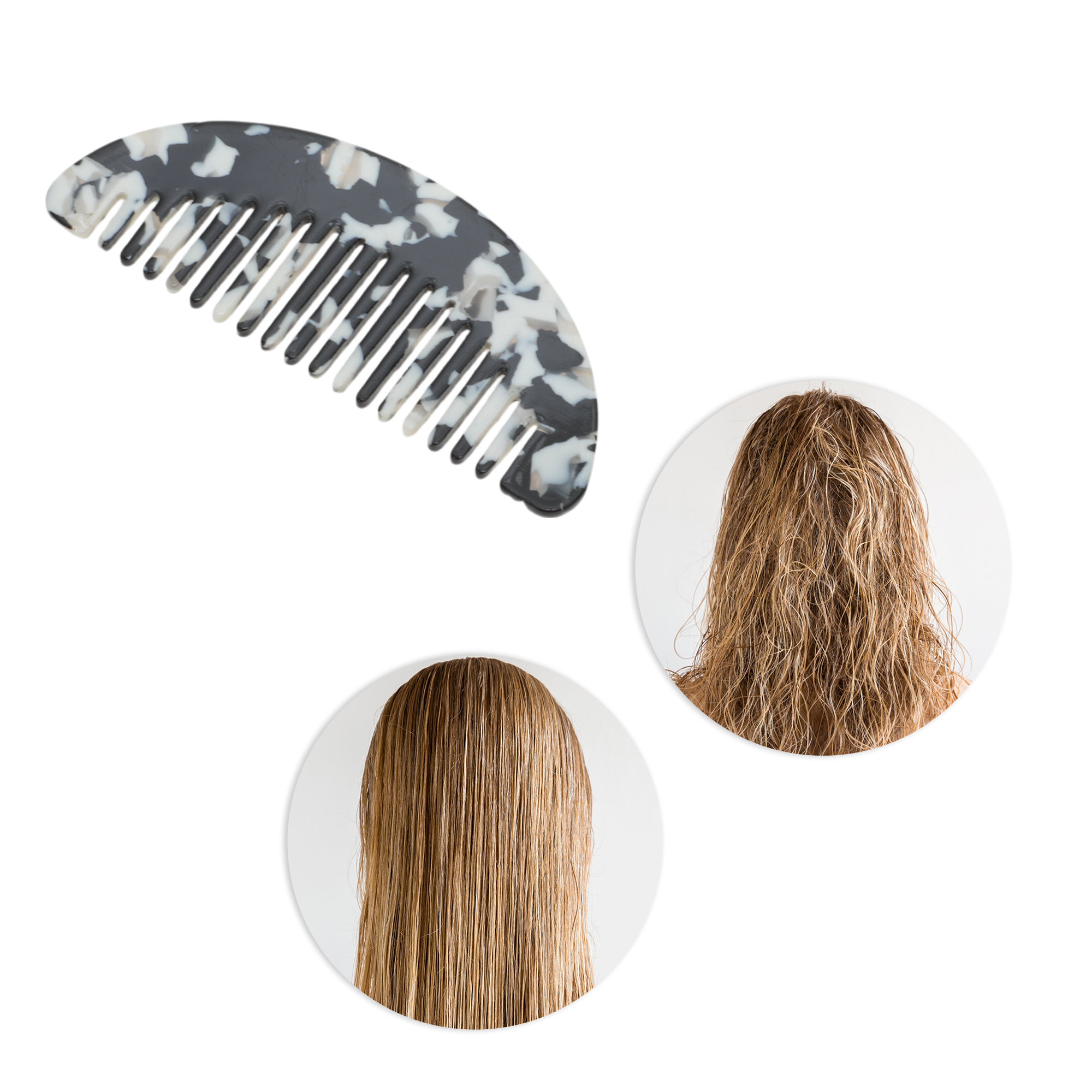 Unique Bargains 1 Pc Geometric Semicircle Wide Tooth Comb for All Hair Types Black, White