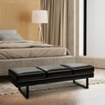 thumbnail image 4 of Homall Black PU Leather 61" Reception Bench Set of 3, Heavy-Duty Metal Legs Indoor Bench for Office, Living Room & Hotel, Easy-Clean, Black, 4 of 7