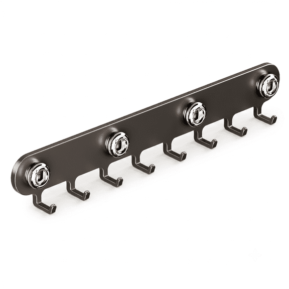 Gunmetal Grey 8‑Hook Foldable Vacuum Suction Coat Rack, No Drill Wall Mount Towel Hook Organizer for Entryway Bathroom Mudroom