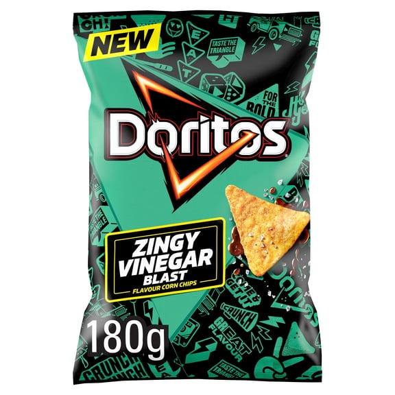 Doritos Zingy Vinegar Blast Sharing Crisps 180g, Imported from Britain