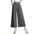 thumbnail image 3 of Women's High Waist Wide Leg Pants, Soft Elastic Waist Pull On Trousers, Flowy Drape Style Pants, Lightweight Breathable Pants, Comfortable Loose Fit Bottoms, Elegant Casual Trousers Grey, 3 of 10