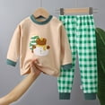 thumbnail image 2 of Mikilon Kids Clothing Sets Size 1-7 Years Solid Color Graphic Round Neck Long Sleeve Tops Elastic Waist Cute Graphic Printed Pants, 2 of 3