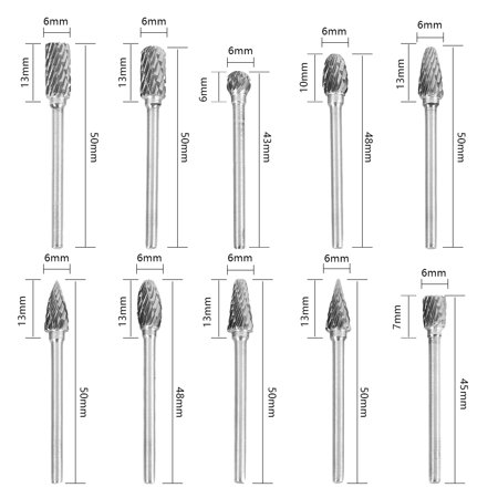 

Harupink 10Pcs Tungsten Carbide 6mm Shank Head Burrs For Rotary Drill Bits Die Grinder