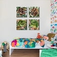 thumbnail image 3 of Dinosaur Canvas Wall Art for Boys Bedroom Decor Watercolor Dinosaur Paintings Baby Nursery Playroom Artwork Home Decoration Boho Plant Leaf Poster Kids Room Dinosaur Pictures 16x16 4Pcs, 3 of 6