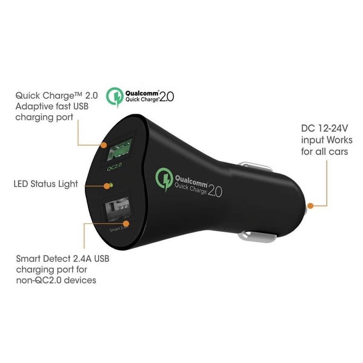 Car Charger for T-Mobile REVVL Tab (2023) - 30W Fast 2-Port USB 6ft Cable Type-C Quick Charge DC Socket Power