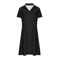 thumbnail image 6 of Summer Dresses for Women 2025, Fashion Women Solid Color V-neck Short Sleeve Loose And Comfortable Dress(Black,S), 6 of 8