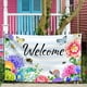 thumbnail image 5 of Bandera de bienvenida de primavera y verano de 3 x 5 pies con diseño de flores, mariposas y abejas para jardín, casa, temporada, poliéster con doble costura y 4 ojales de latón para decoración de, 5 of 5