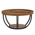thumbnail image 4 of Demi Bonn Wooden Coffee Table, 2-Tier Round Central Cocktail Table with Shelves for Living Room, Rustic Brown, 4 of 7