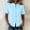 Blue, variant on Women Mandarin Collar Button Up Shirt, Short Sleeve Chinese Frog Buttons Linen Blouse,Loose Fit Summer Tunic Top for Vacation Everyday Wear Light Blue L