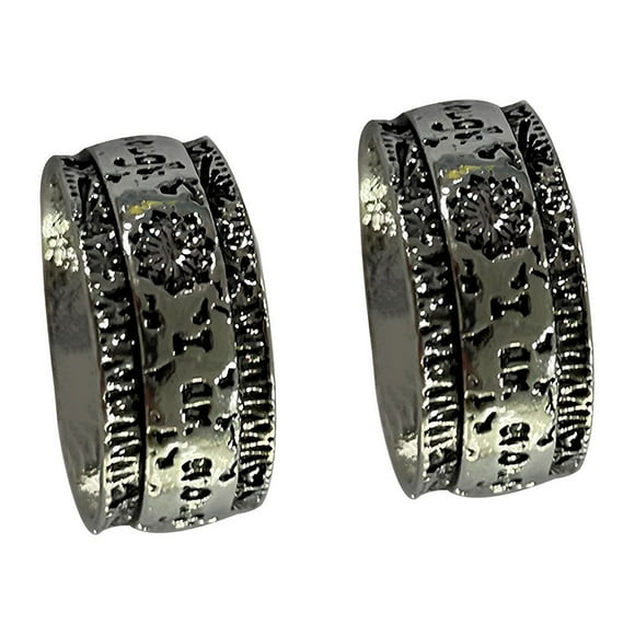 2 Pcs i Am Enough Silver Spinner Meditation Dandelion Ring Vintage Loyal Couple Ring Boho Band Finger Rings Retro Engraved Jewelry Gift No.10