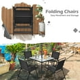 thumbnail image 5 of Costway 6PCS Patio Furniture Dining Set Folding Chairs Glass Table W/Umbrella Deck Grey, 5 of 12