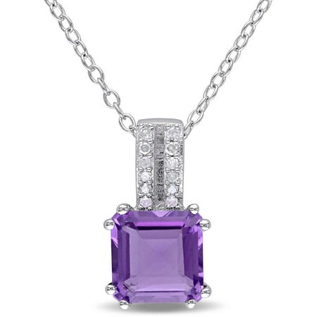 Tangelo 1-3/5 Carat T.G.W. Amethyst and Diamond-Accent Sterling Silver Fashion Pendant, 18