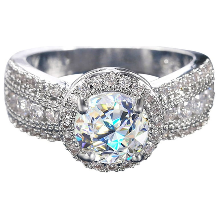 Size 10 Rings for Women Trendy Personalized Metal Square Diamond Female  Ring Jewelry Gift Big Rectangular Diamond (White, 10)