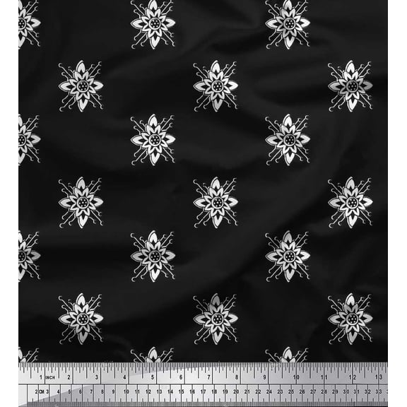 Soimoi Cotton Voile Fabric Floral Block Print Fabric by Yard 42 Inch Wide