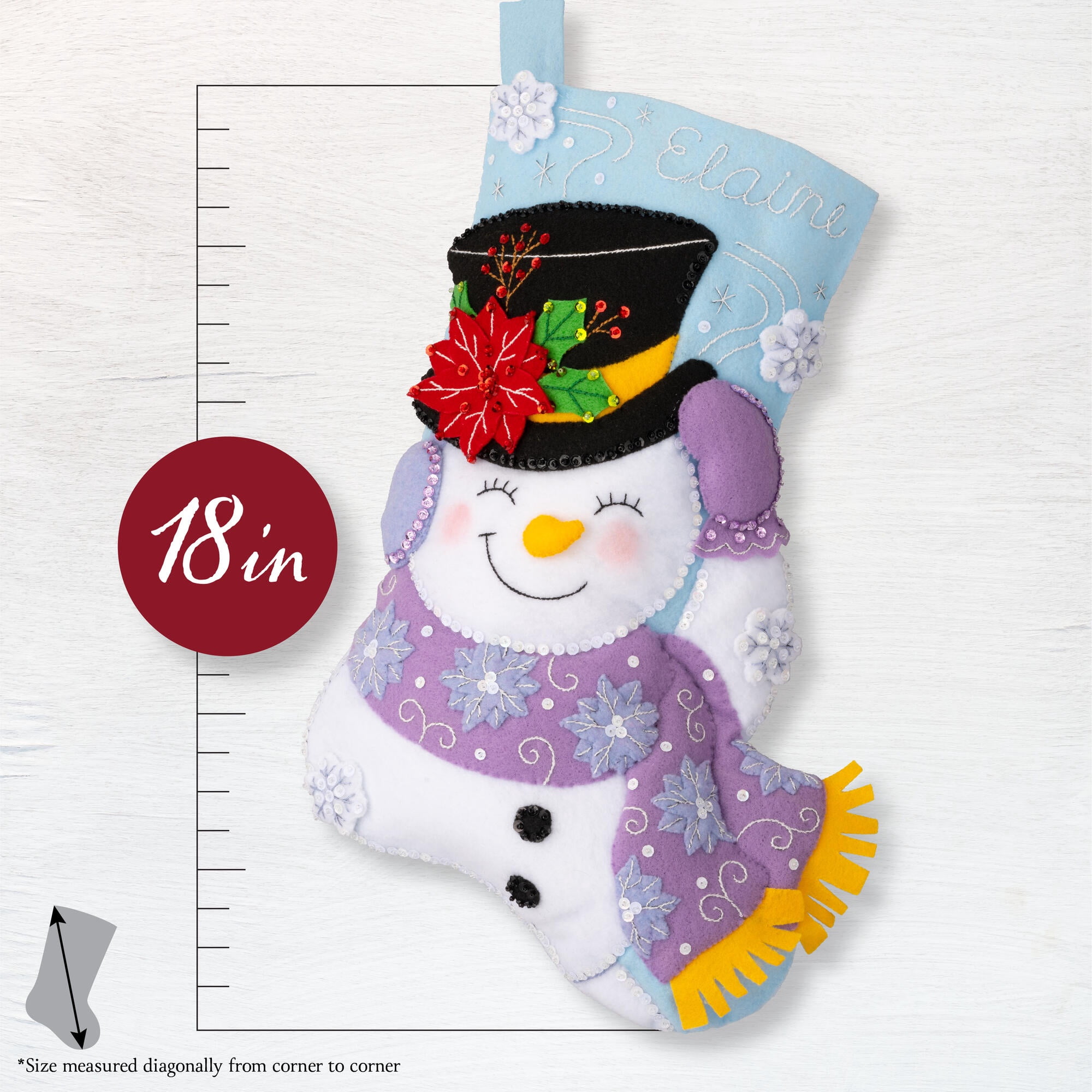 Bucilla Jolly Top Hat Snowman 18 in Multicolor Felt Stocking Kit