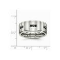thumbnail image 2 of 9mm Stainless Steel Brushed and Polished Ridged Edged Black Cubic Zirconia Ring - Size 11, 2 of 2