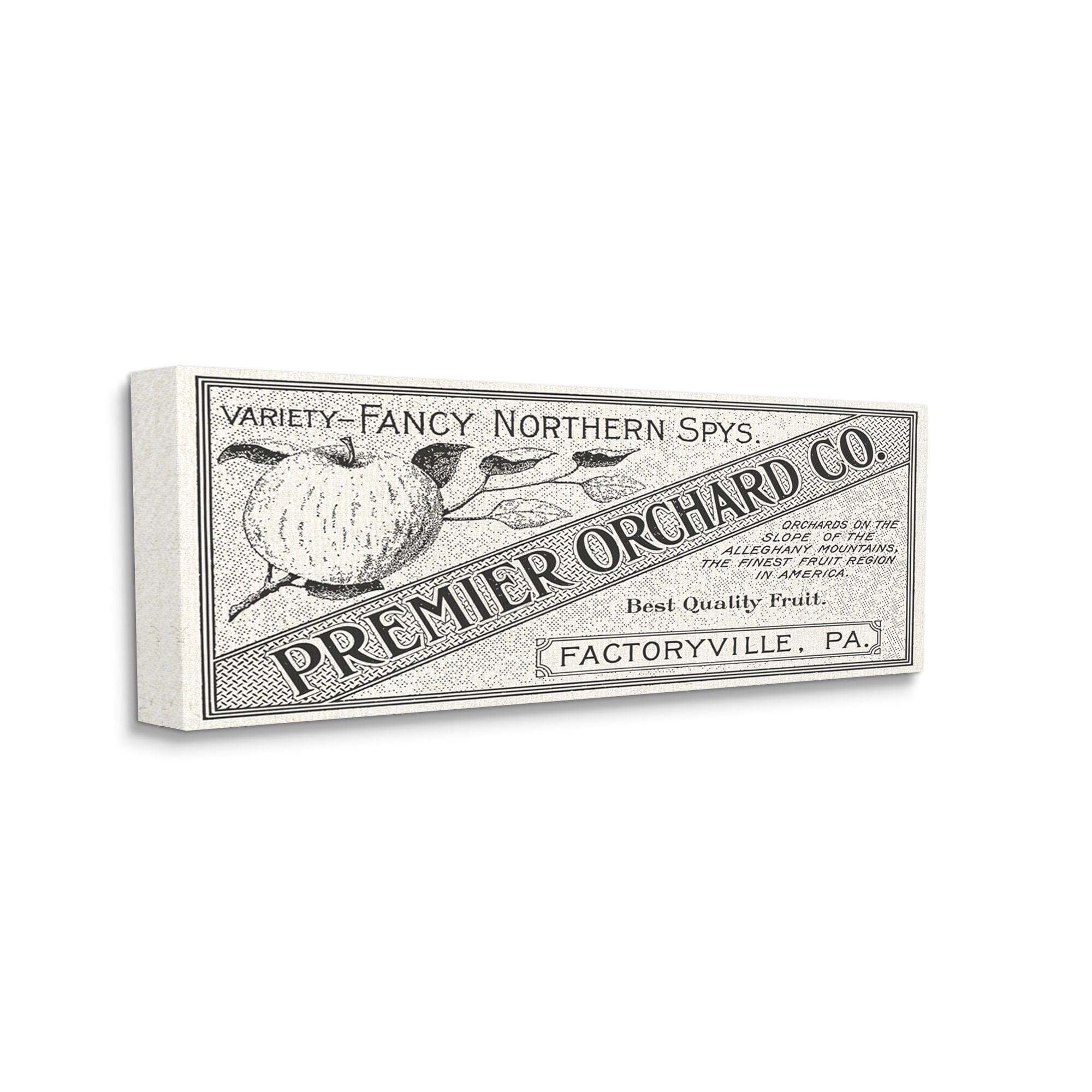 Stupell Industries Vintage Premier Orchard Co. Sign Antique Fruit Graphic Art Gallery-Wrapped Canvas Print Wall Art, 24x10, by Daphne Polselli
