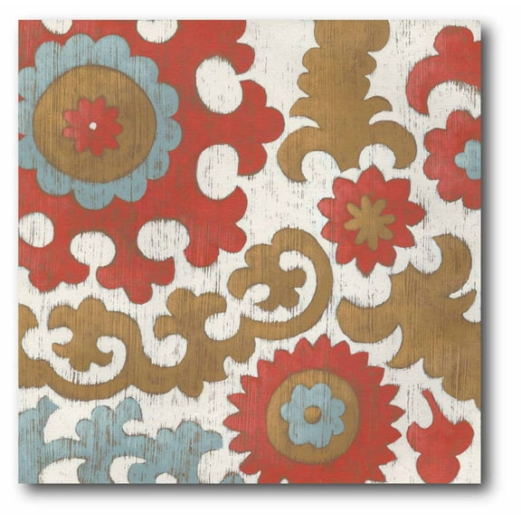 Red Flower Bohemian Tapestry Gallery-Wrapped Canvas Wall Art, 16x16