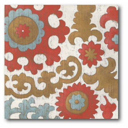 - Red Flower Bohemian Tapestry Gallery-Wrapped Canvas Wall Art, 16x16