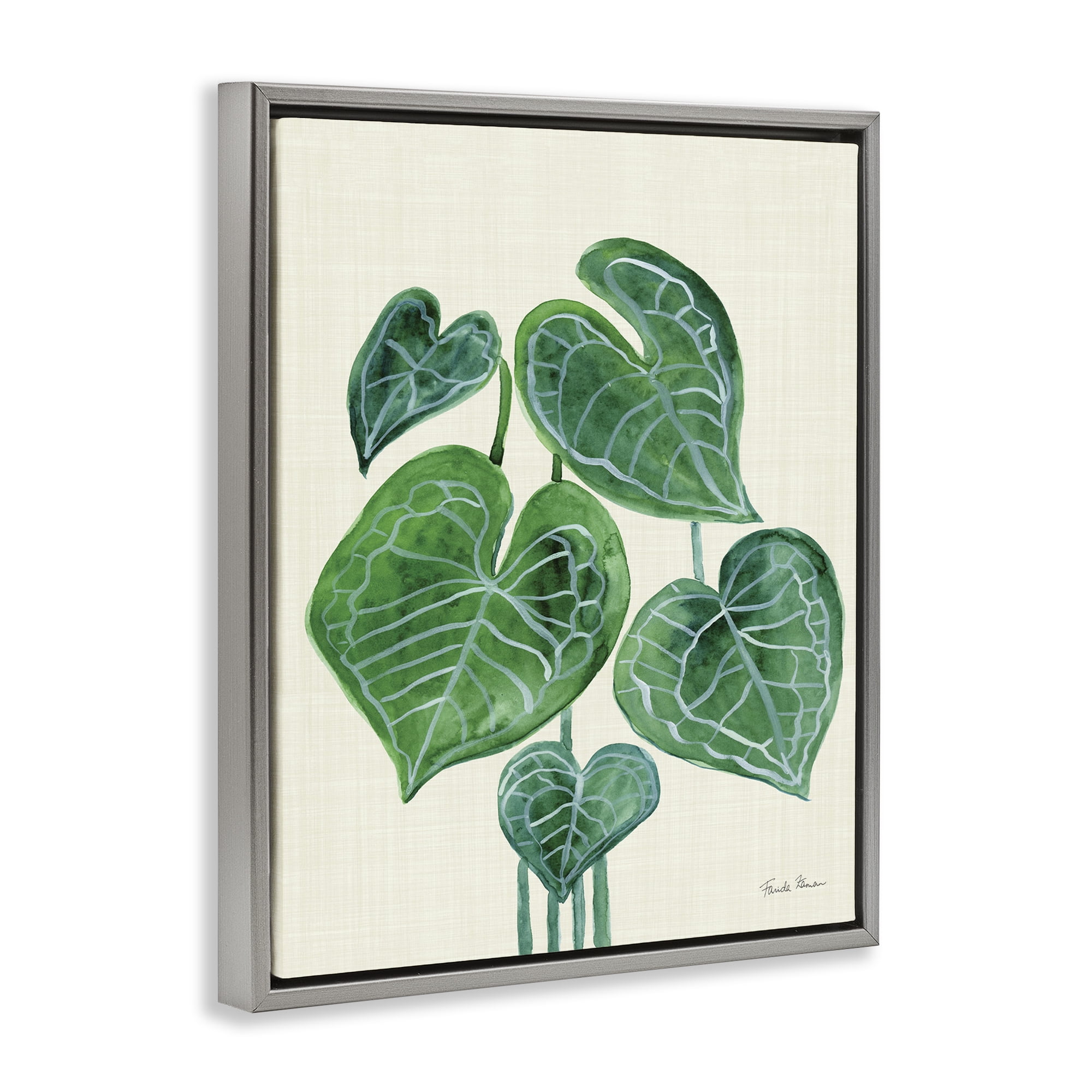 Stupell Industries Tropical Leaf Bundle Botanical & Floral Painting Gray Floater Framed Art Print Wall Art, 25 x 31