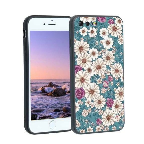 Compatible with iPhone 8 Plus Phone Case, Vintage-Floral-Flower22 Case Men Women, Flexible Silicone Shockproof Case for iPhone 8 Plus