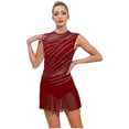thumbnail image 2 of inlzdz Women Flowy Tulle Skirted Leotard Contemporary Lyrical Dance Dress Ballet Dancewear Burgundy XL, 2 of 6