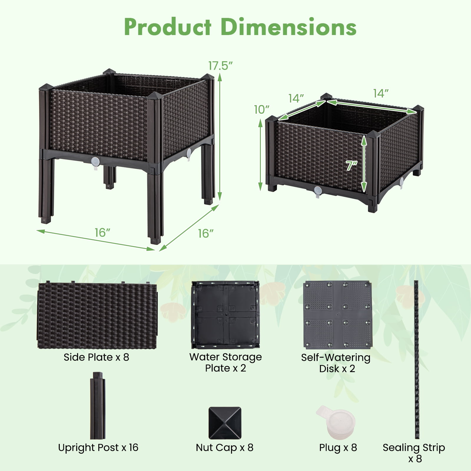 Gymax Elevated Plastic Raised Garden Bed Planter Kit for Flower Vegetable Grow 2 Set