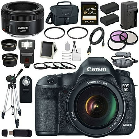 Lens Ion Crystal - Canon EOD 5D III Digital Camera w/ 24-105 Lens + Canon EF 50mm f/1.8 STM Lens + LPE-6 Lithium Ion Battery + External Rapid Charger + Canon 100ES EOS shoulder bag Bundle 7