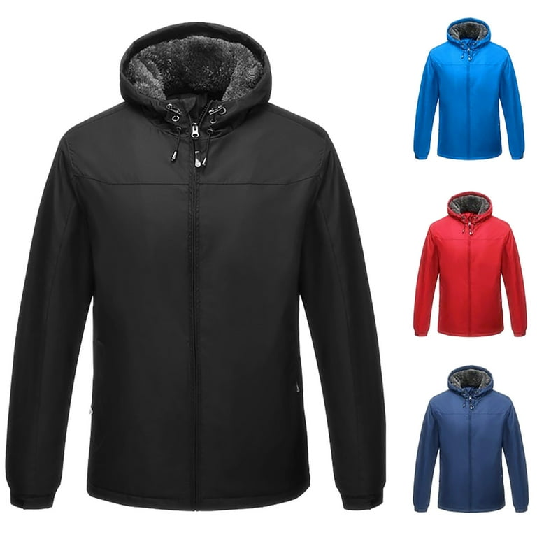 Fleece Lined Rain Jacket for Men Casual Waterproof Raincoat Lightweight Rain Jackets Outdoor Travel Hiking Rain Coat Windbreaker with Hood Walmart