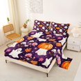 thumbnail image 2 of Homewish Watercolor Ghost Bed Sheets for Girls, Purple Floral Pumpkin Maple Leaf Full Size Sheets, 4-Piece, 1 Flat Sheet, 1 Fitted Sheet and 2 Pillowcases, 2 of 5
