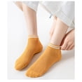 thumbnail image 2 of Women's 4-Pair Pack Lightweight Mesh Ankle Socks with Striped Cuffs Breathable Knit Texture - 4 pcs-G, 2 of 7