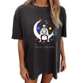 thumbnail image 2 of ICHUANYI Clearance Women's Vintage Drop Sleeves Skull Sun Moon Print Short Sleeve Tops Blouse(Dark gray, L) Ichuanyi Ichuanyi, 2 of 9