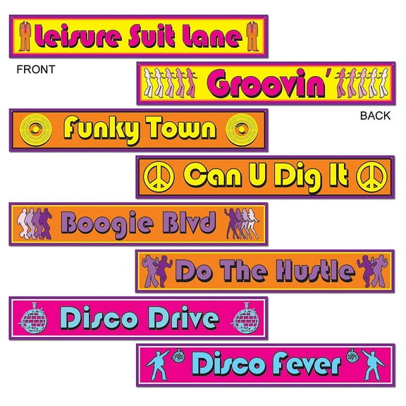 Beistle 70's Disco Street Sign Cutouts-4 Pcs, 4 piece, Multicolored