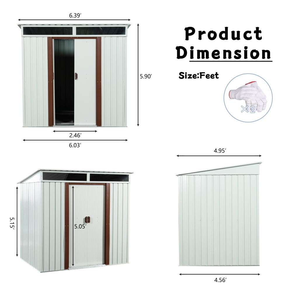 Elegant 6ft x 5ft White Outdoor Metal Storage Shed – A Perfect Blend of Style and Functionality, Ideal for Safeguarding Your Tools and Outdoor Gear in a Sleek, Durable Design!