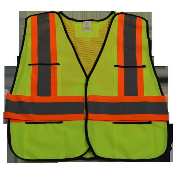 Petra Roc LV2-PSVCSA-Reg Front Mesh Contrast Binding Public Safety Vest, Small/X-Large, Lime Solid