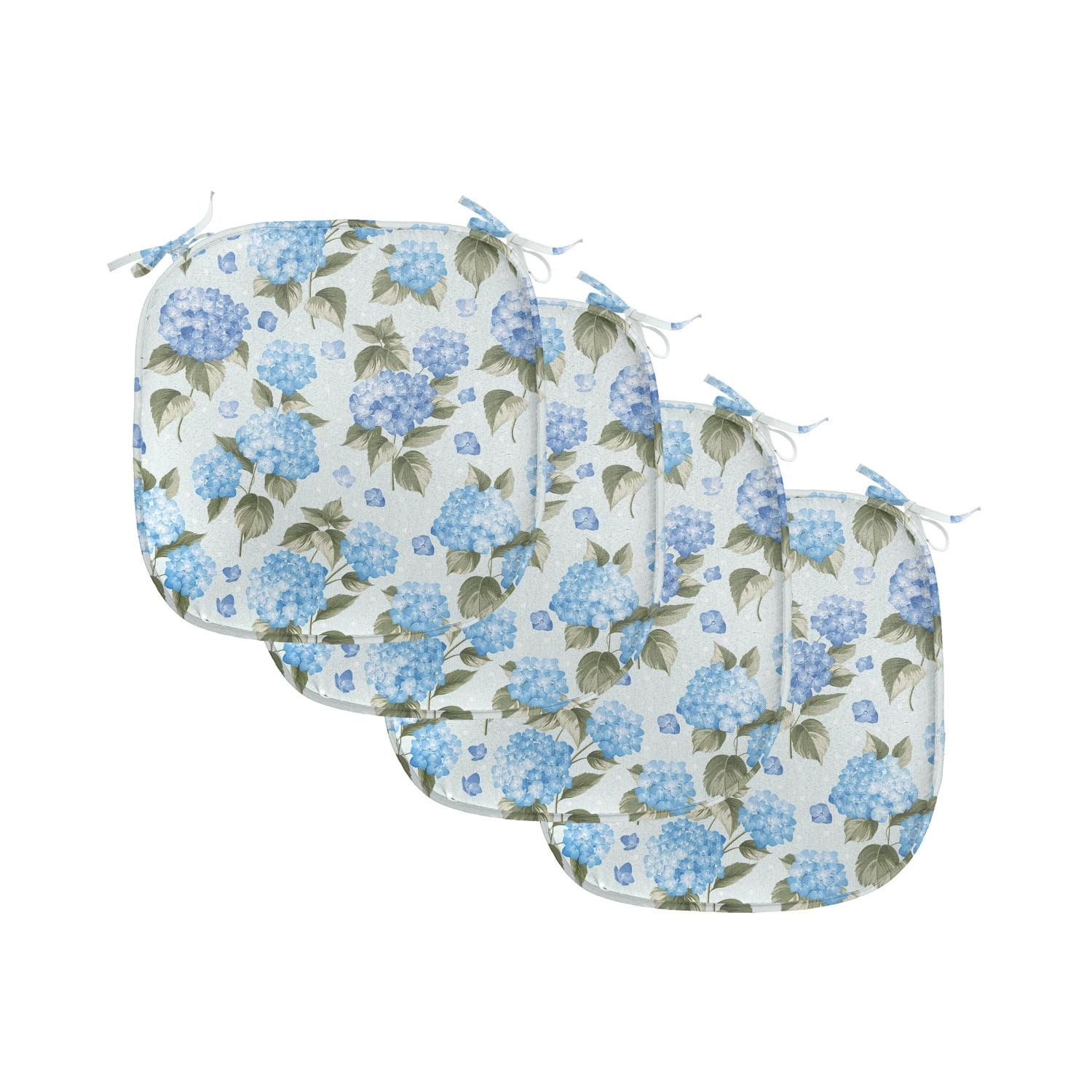 Script Flower Hydrangea Chair Flower Chair Seating Cushion Set of 4, Hydrangea Flowers over Soft ...